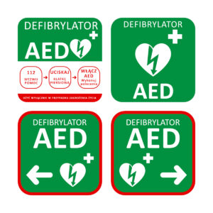 Zestaw tablic informacyjnych AED - 4 sztuki