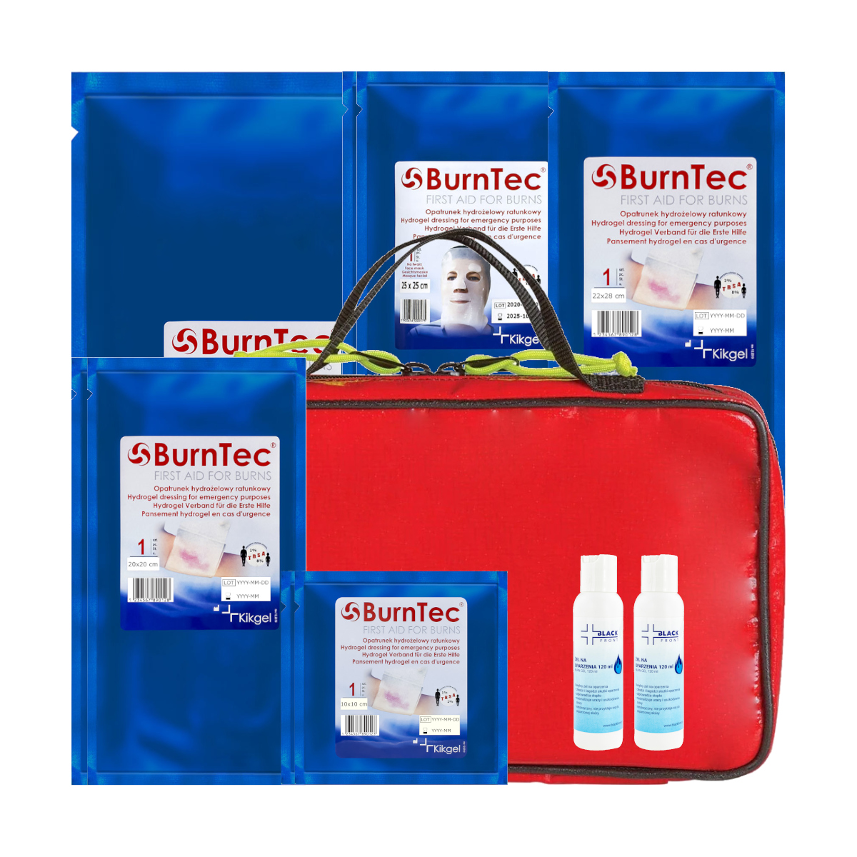 Zestaw opatrunków hydrożelowych BurnTec dla PSP w torbie