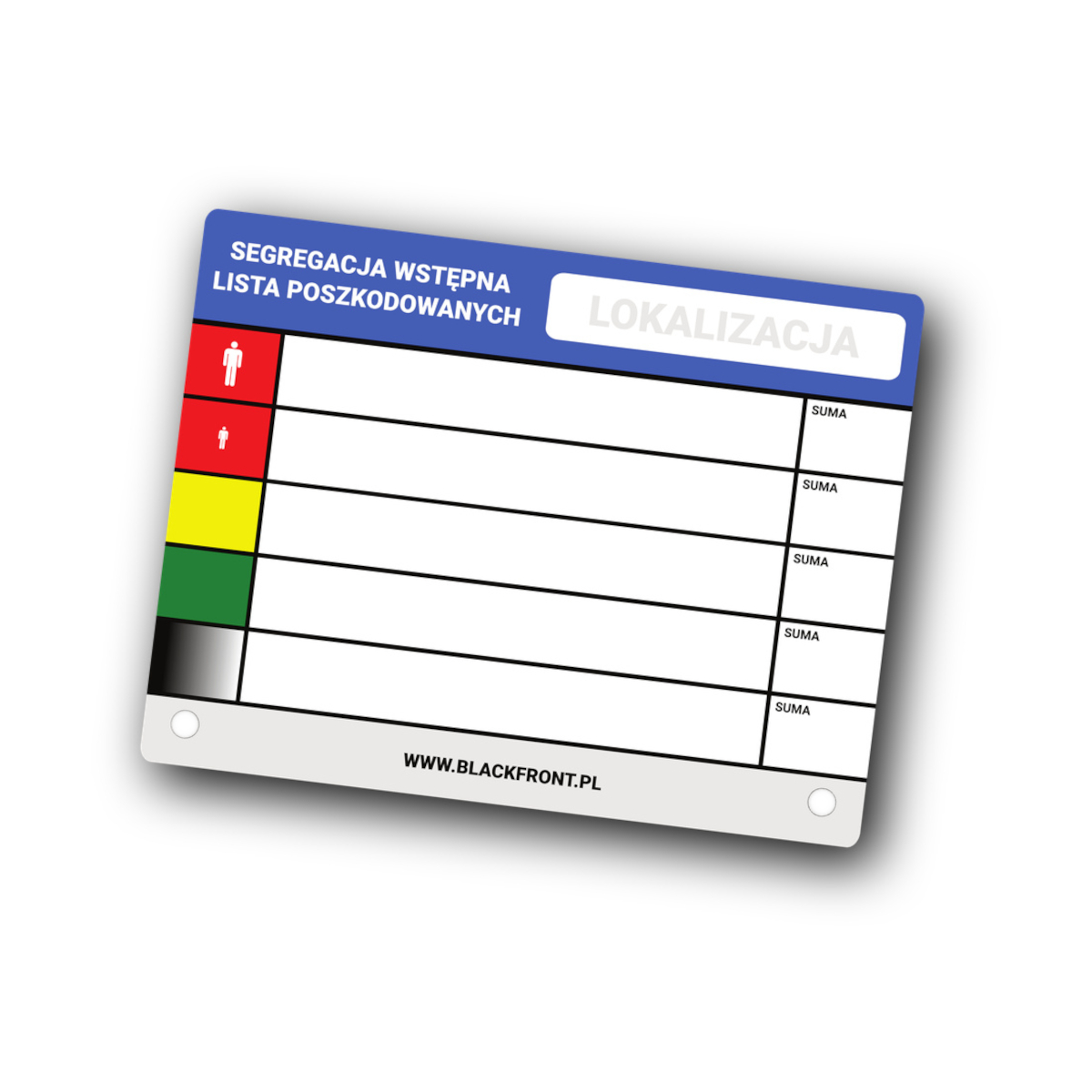 Tabliczka lista poszkodowanych TRIAGE